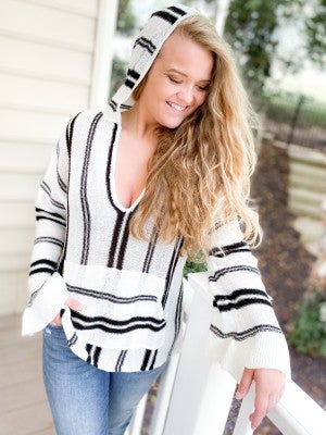 leopard contrast striped hoodie