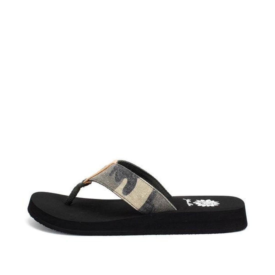 yellow box camo flip flops