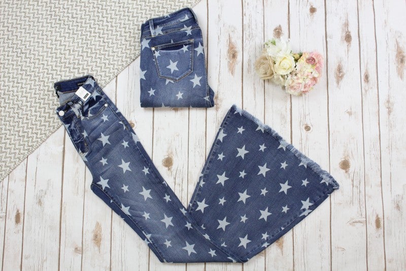 judy blue star flare jeans