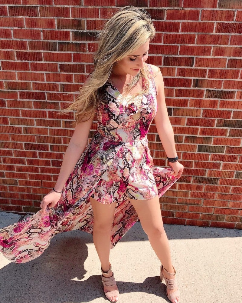 pink snakeskin romper