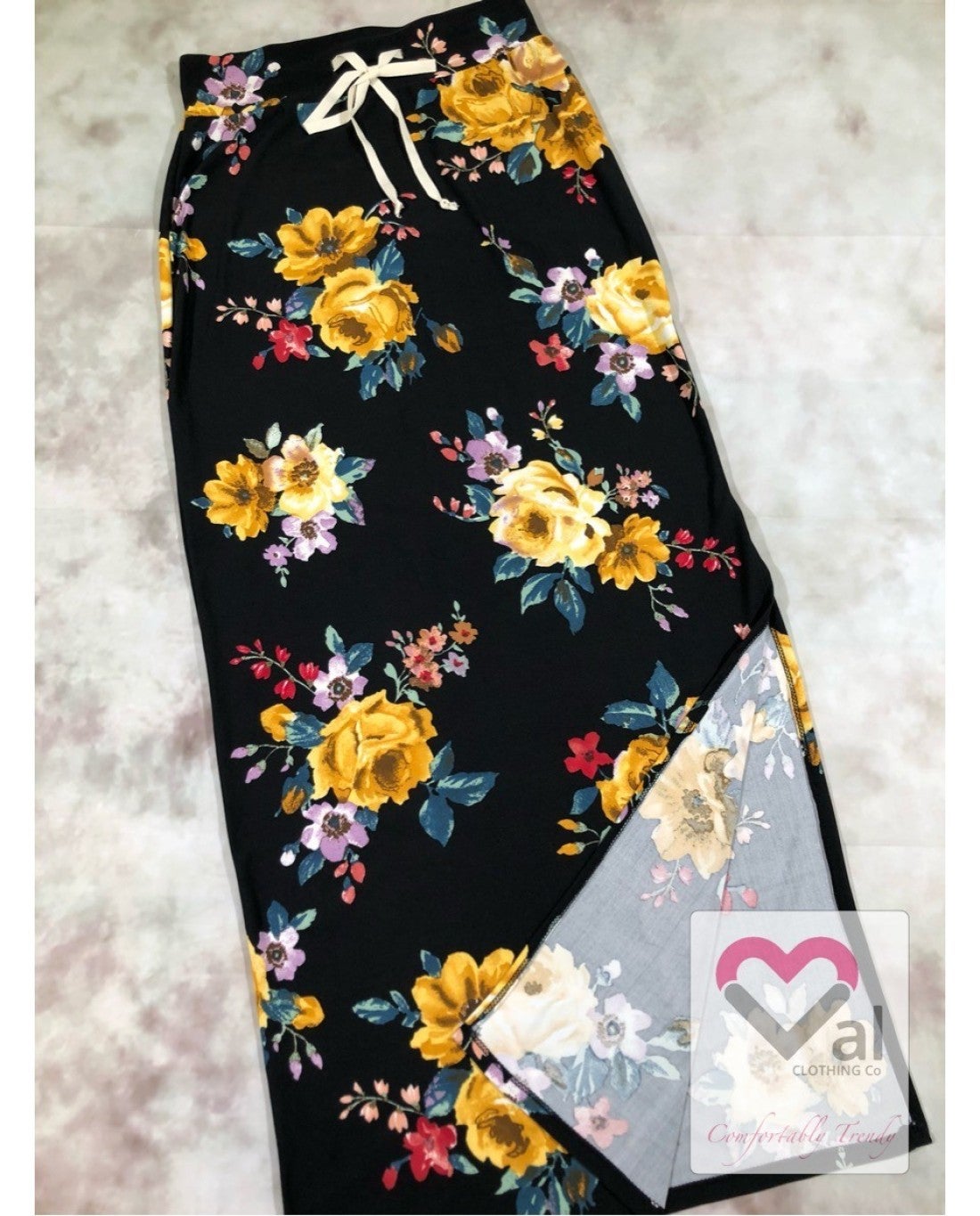 floral maxi skirt with slit